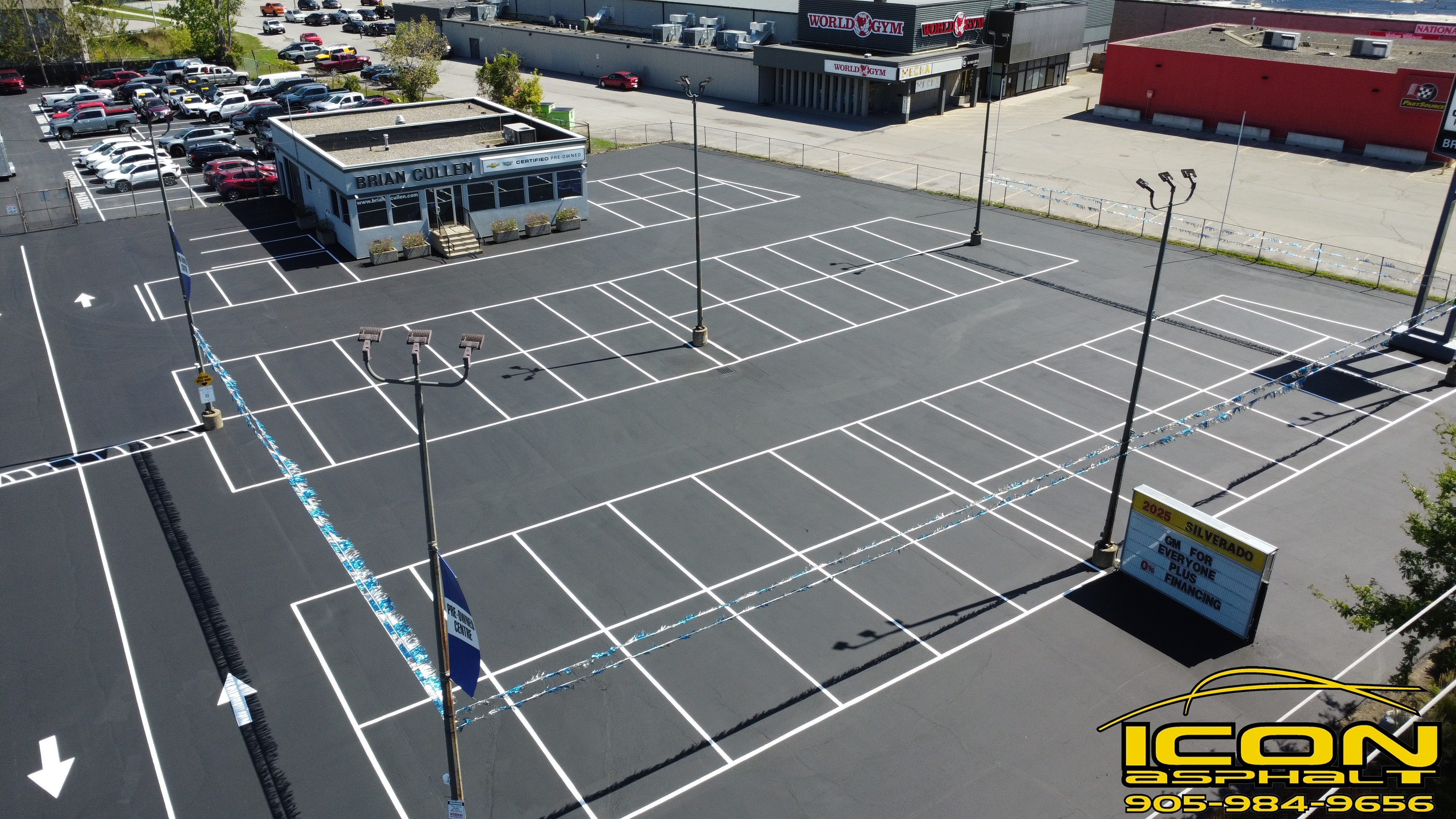 Sealcoating aerial drone shot Niagara